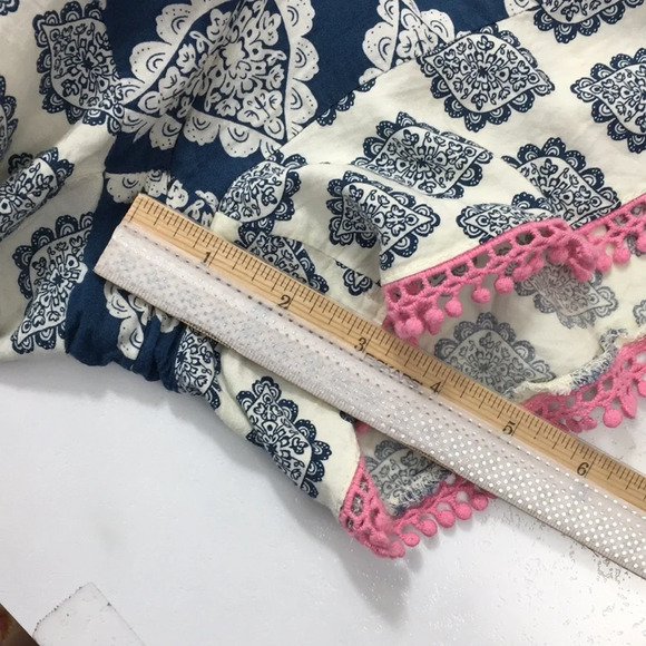 Matilda Jane Blue Pink Geo Print Tassel Romper Womens‎ Large Short Sleeve Boho - Picture 12 of 12